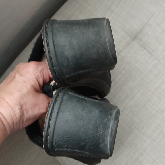 UGG Australia Wedge Heeled Shearling Lined Clogs Black Suede Size 9 - Picture 10 of 15